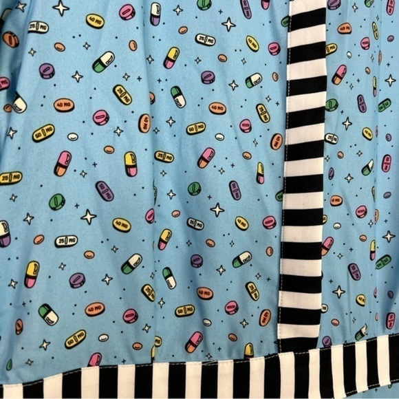 SHEIN X Dash of Pep Plus Allover Pill Print Shirt Blue Dress Womens size medium - Picture 5 of 10